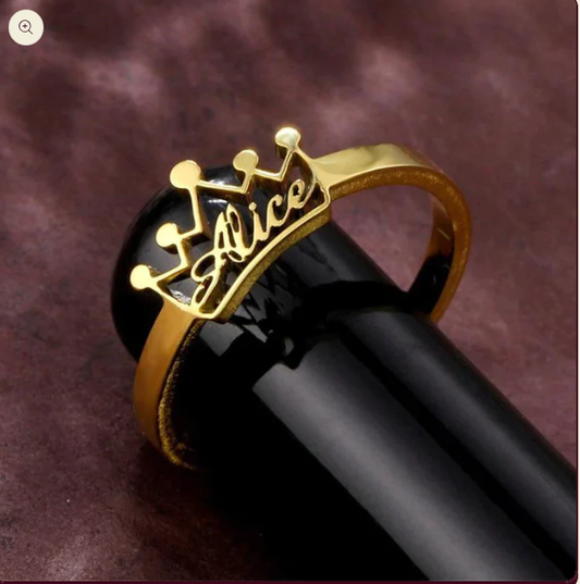 Adjustable Crown Name Ring