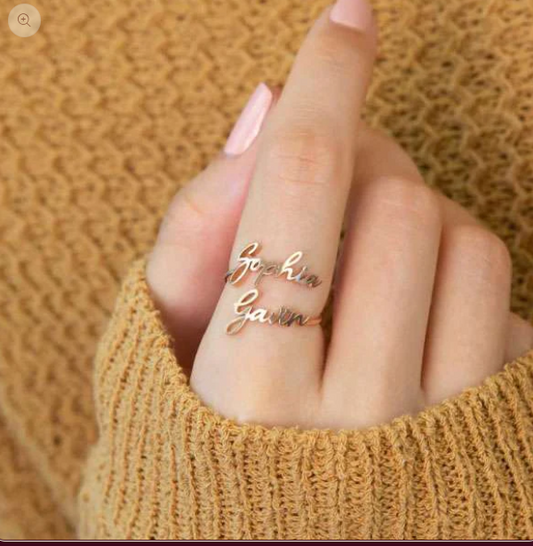Adjustable Stylish Name Ring